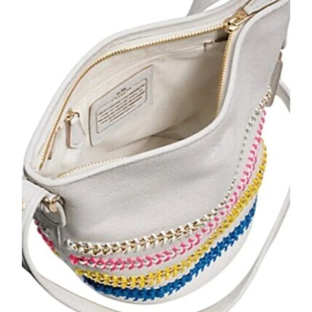 Coach 2015 Leather Chain Whiplash Whipstitch Crossbody Mini Duffle Bag 35373